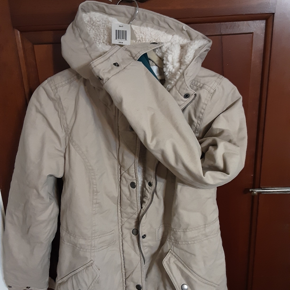 Sebby  Beige Hooded Jacket Size S